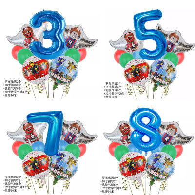 罗布乐思Roblox虚拟世界机器人主题男孩生日派对装饰铝膜造型气球