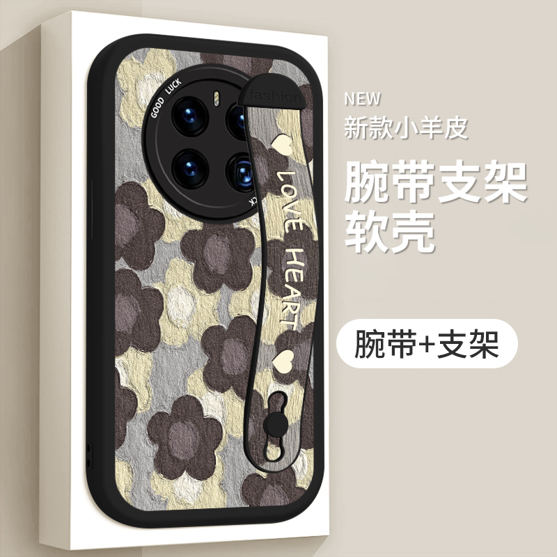 适用华为mate50手机壳DCO-AL00腕带支架CET-AL00个性huaweimate50pro新款小羊皮mte5Opro简约防摔女超薄全包