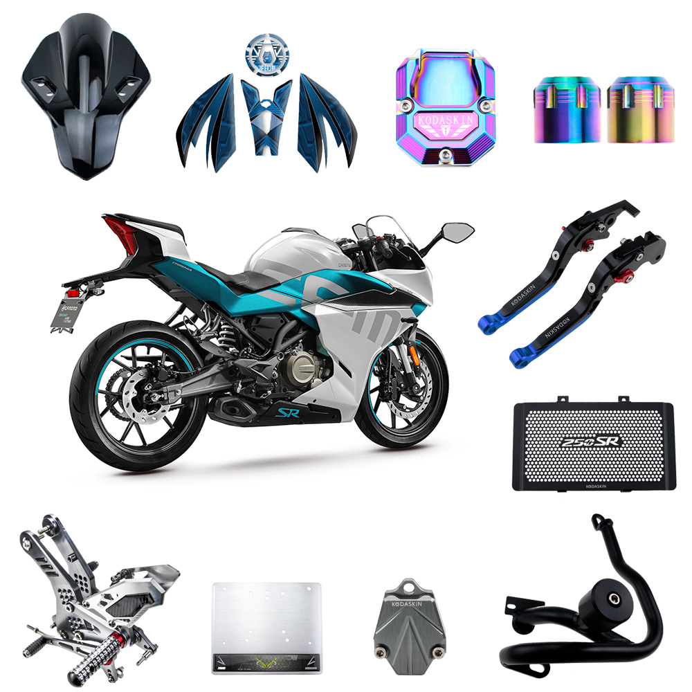 适用春风250SR改装升高脚踏挡风油箱贴水箱网牛角防摔杠爆改配件