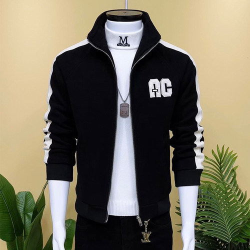 立领冬季修身字母男士夹克帅气
