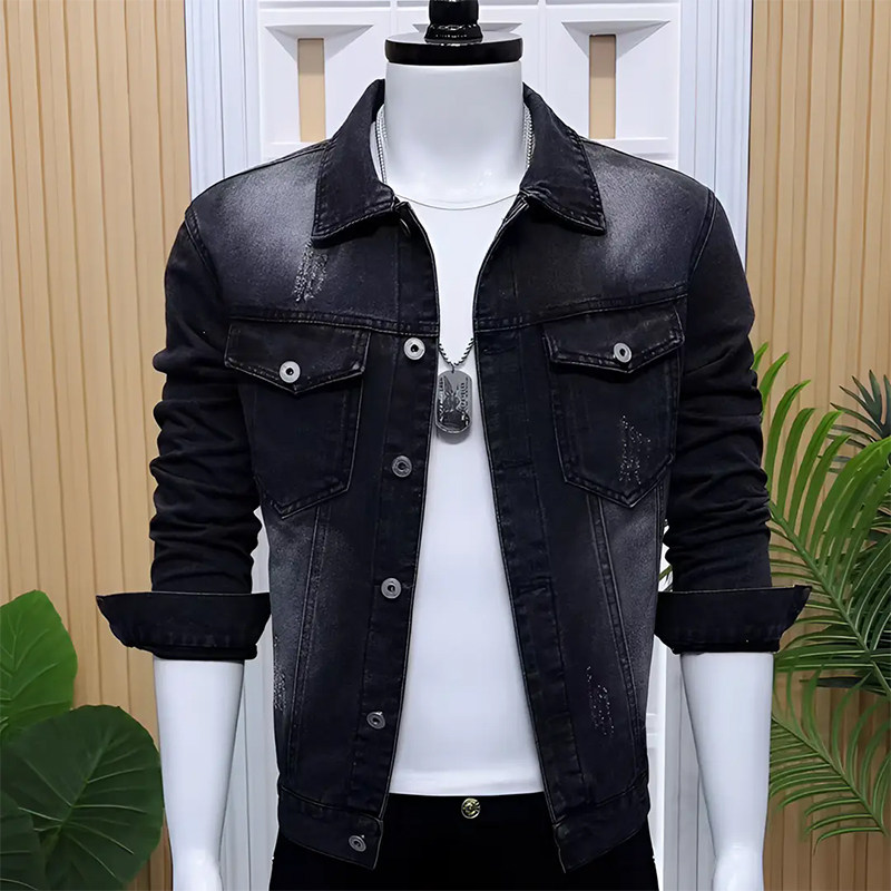时尚男士牛仔衣夹克外套秋冬新款韩版修身翻领短款帅气潮百搭上衣
