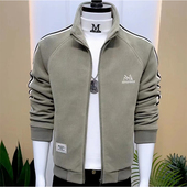 男士 条纹百搭短款 夹克外套加厚休闲韩版 立领时尚 上衣男 修身 秋冬季