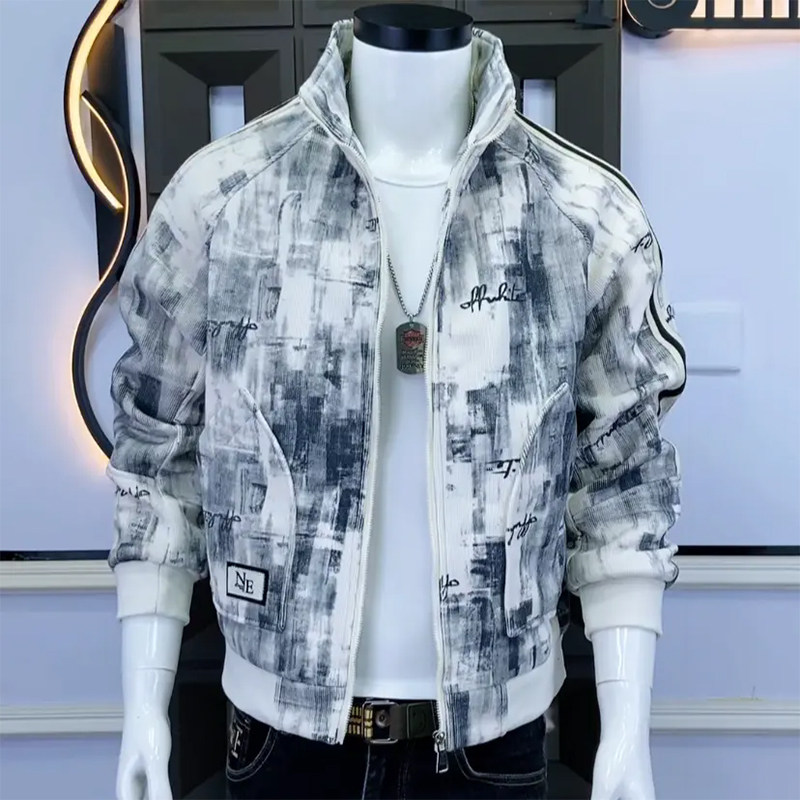 秋冬新款男士夹克外套高级感潮流时尚韩版修身加厚休闲百搭上衣男