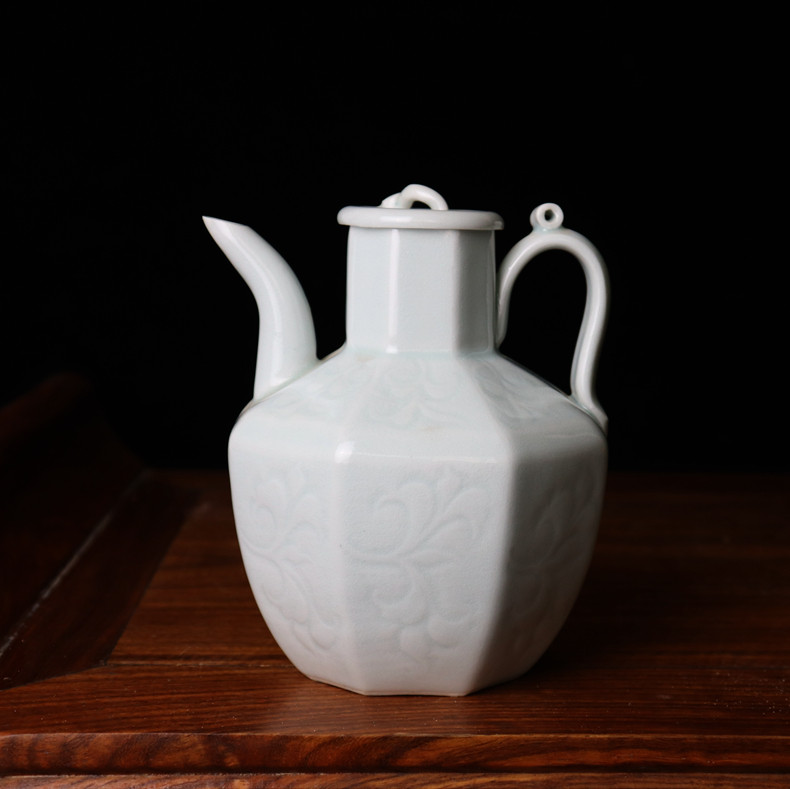 景德镇仿古手工湖田窑影青刻花带盖执壶/酒壶/茶壶/茶道学习入门
