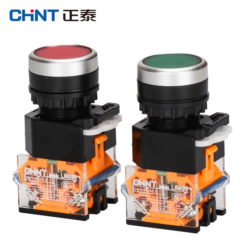 正泰按钮开关自复位LAY39B(LA38)-11BN BN点动自锁启动停止平钮