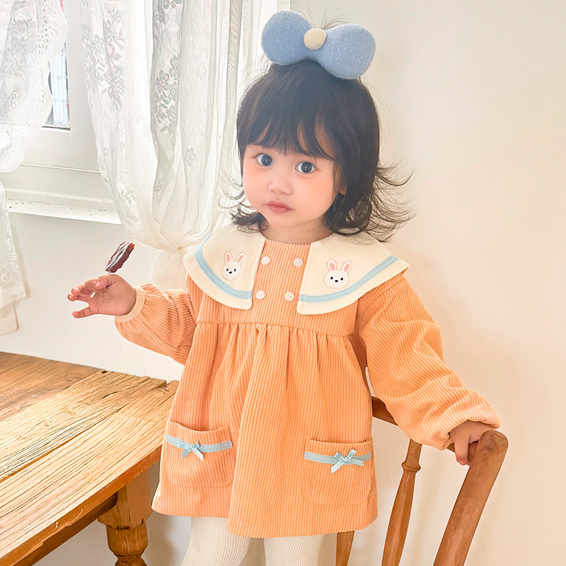 小兔子女宝宝灯芯绒娃娃领灯芯绒防水防脏罩衣幼儿园吃饭围兜护衣,童装/婴儿装/亲子装,反穿衣/罩衣,淘宝优惠券,粉丝福利购,淘宝优惠卷