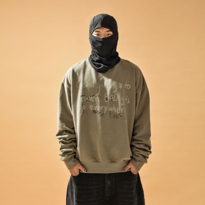 手写标语棕绿色套头卫衣