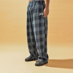 情侣 日常休闲居家裤 MARMORRIS原创春秋季 多色刺绣直筒格子阔腿裤