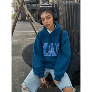 MARMORRIS 美式复古字母logo印花宽松连帽卫衣春秋季情侣帽衫