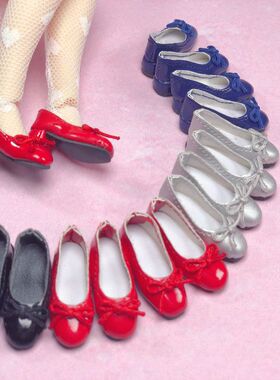 小布娃娃皮鞋blythe鞋漆皮AZ S体ob24通穿中高跟鞋经典百搭蝴蝶结