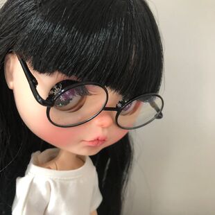 特14.8小布blythe眼镜沙龙娃娃玩偶文青金丝边圆镜框复古配件道具