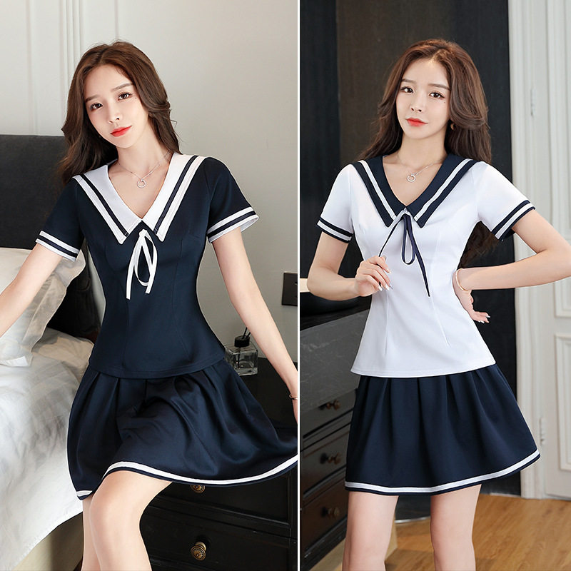 夏季新款洗浴足疗技师工作服酒店前台工衣桑拿短裙性感公主服