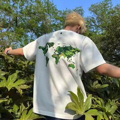 夏季新款GOOD绿色字母短袖T恤网红同款轻奢男士上衣休闲百搭潮流