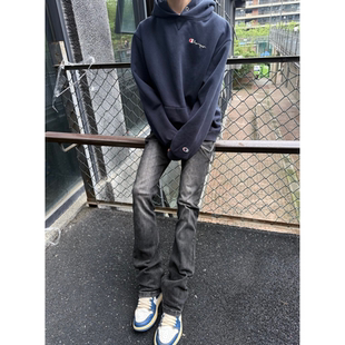 潮牌原创517大理石黑灰色微喇牛仔裤美式高街水洗cleanfit长裤男