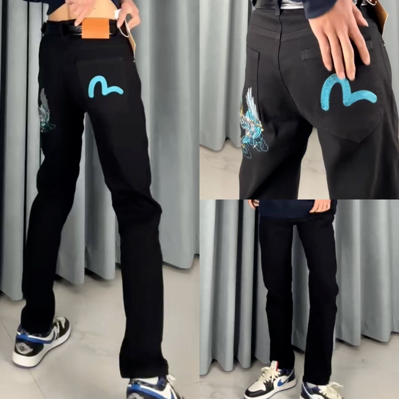 欧货轻奢老鹰刺绣修身小脚牛仔裤