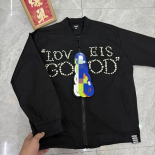 2025美式钉珠珍珠夹克男女秋季百搭棒球宽松轻奢外套GOOD情侣外套