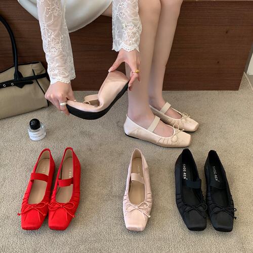 SHOE-REN韩式方头蝴蝶结