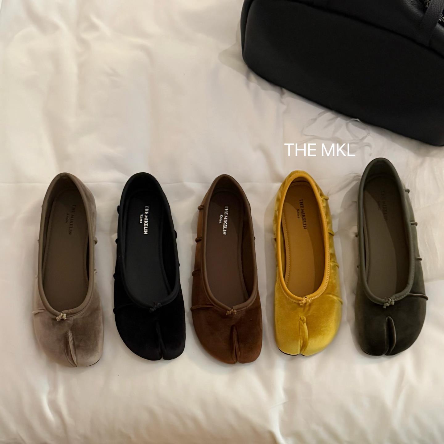 TLE MIKELIN 韩式丝绒分趾鞋平底一脚蹬百搭懒人奶奶单鞋分趾单鞋
