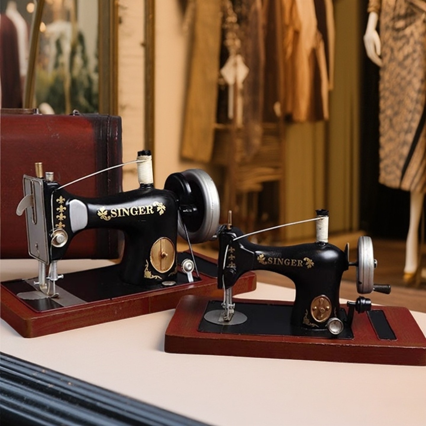 复古缝纫机模型摆件老上海民国怀旧古董老物件供销社6070年代道具