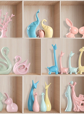 马卡龙奶油风陶瓷装饰摆件高级感