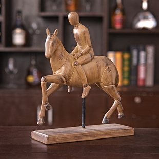 美式乡村骑士马雕塑客厅装饰摆件高级感轻奢高档电视柜酒柜样板房