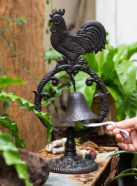 复古铁艺公鸡手摇铃铛门铃手按铃