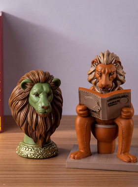 欧式狮子动物雕塑客厅装饰摆件高级感轻奢高档电视柜酒柜工艺品