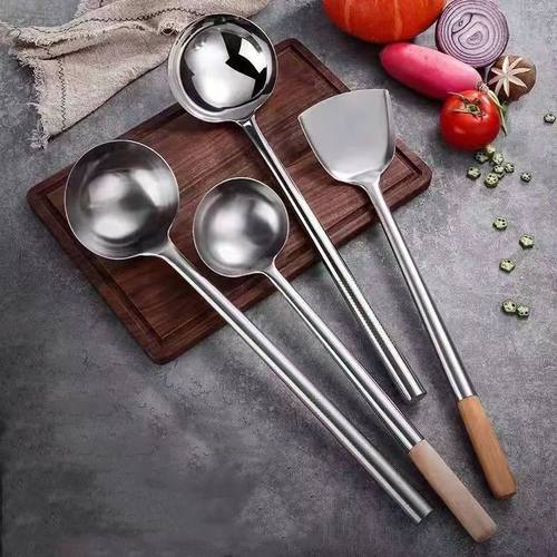 无磁不锈钢锅铲厨师炒菜勺食堂炒菜勺子酒店大勺子饭店马勺大锅勺