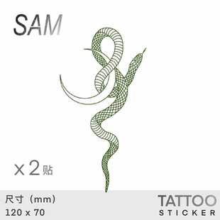 SAM 青麟 彩色防水持久自然高级感小清新侧腰手臂胸骨男女纹身贴