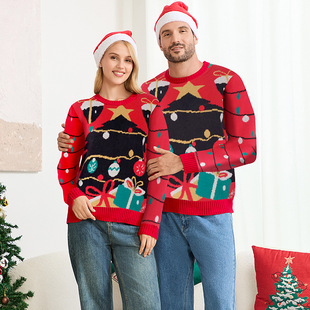 Christmas tree knit couple outfit pullover sweater圣诞毛衣