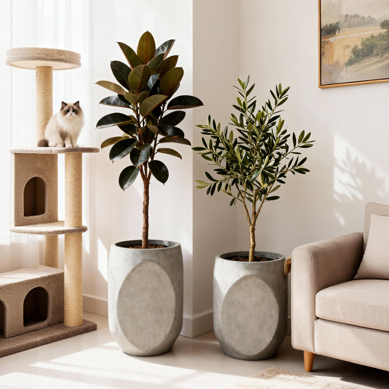 龟背竹天堂鸟琴叶榕水泥花盆透气