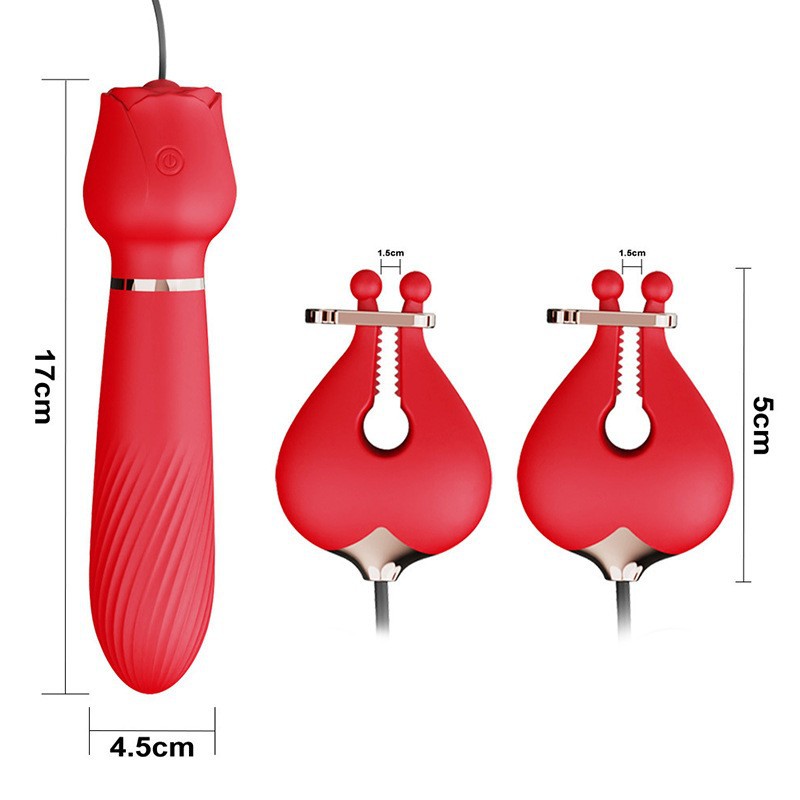 玫瑰乳夹女用震动乳夹情趣用品乳头刺激夹震前戏调情电动震动器