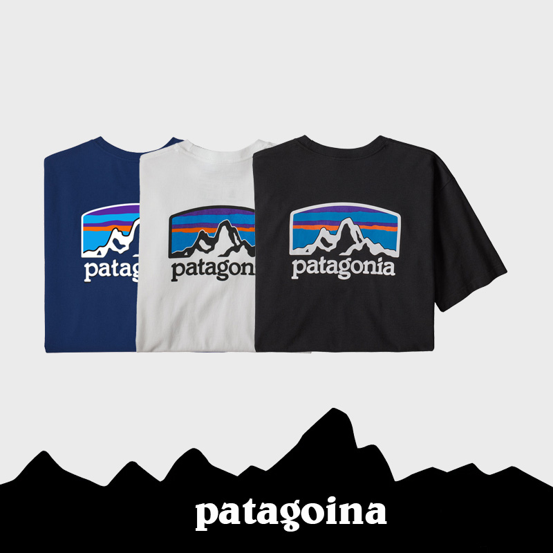 patagonia/巴塔哥尼亚 雪山logo 印花户外休闲男女款短袖t恤38501