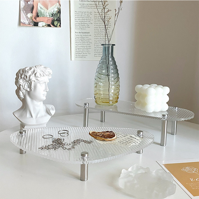 亚克力透明条纹托盘婚礼甜品台摆件茶歇网红餐厅下午茶点心展示架,商业/办公家具,桌面展架/摆台展架,淘宝优惠券,粉丝福利购,淘宝优惠卷
