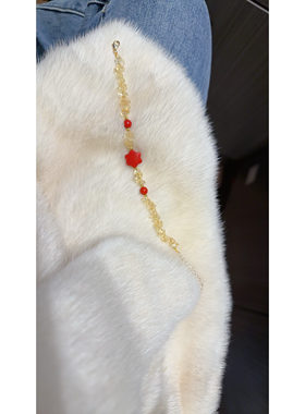 轻奢红尖晶石手链女复古简约轻奢金色手链-旭阳