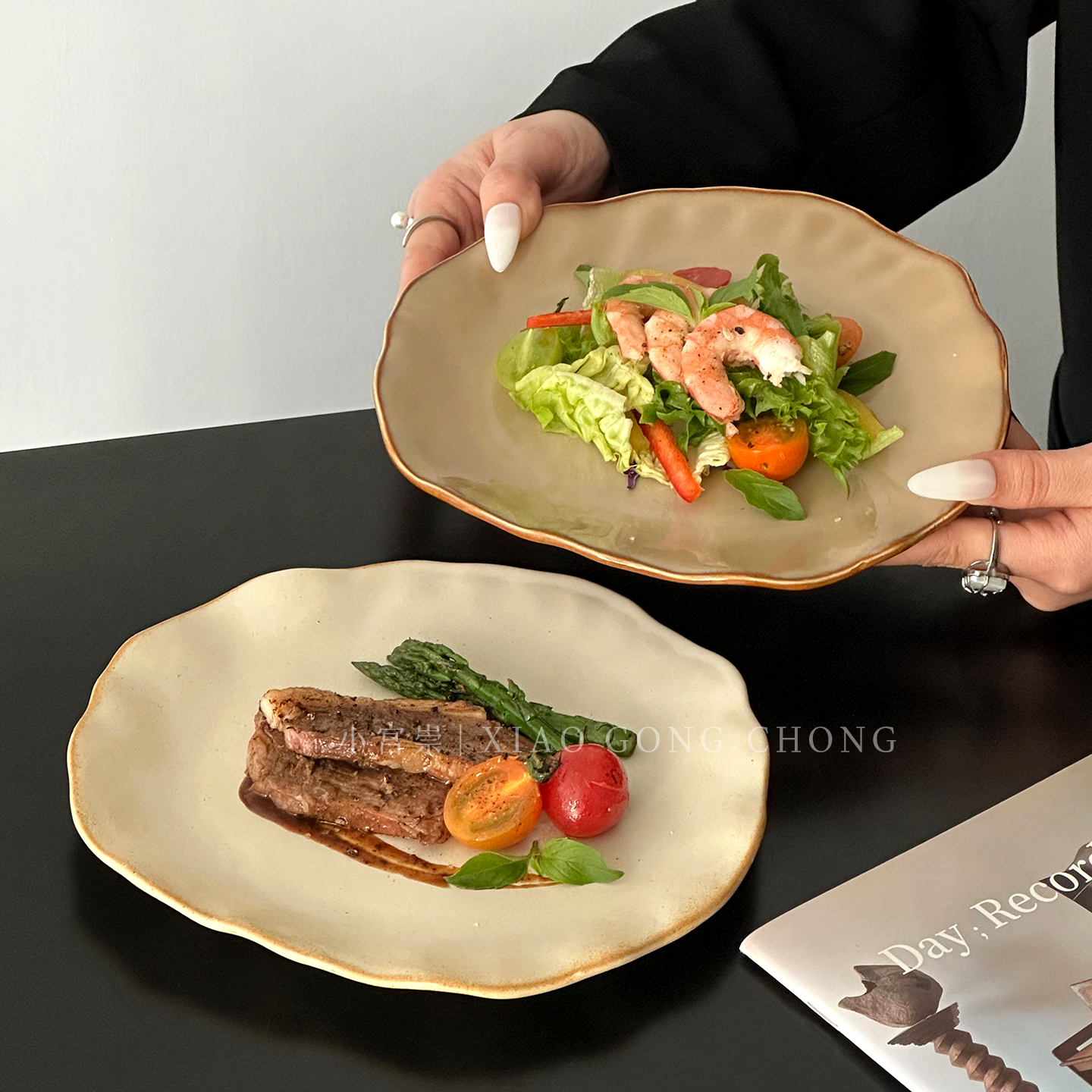 不规则陶瓷西餐盘ins风意面盘子