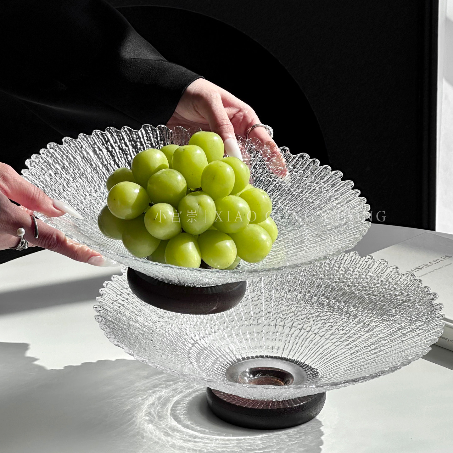 高级感玻璃水果盘轻奢家用茶几干果盘高颜值精致糖果盘零食摆放盘