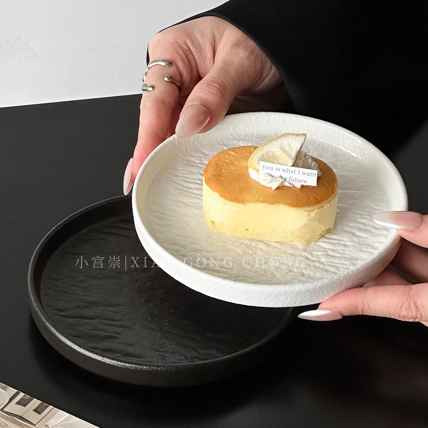 高颜值石纹陶瓷甜品盘蛋糕点心盘