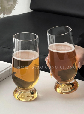 轻奢水晶玻璃啤酒杯高级感金山精酿小麦扎啤杯套装冷饮杯果汁杯子