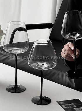 黑领结红酒杯轻奢高级感家用高档勃艮第高脚杯葡萄酒杯水晶玻璃杯