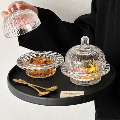 ins风高颜值精致带盖玻璃糖水碗