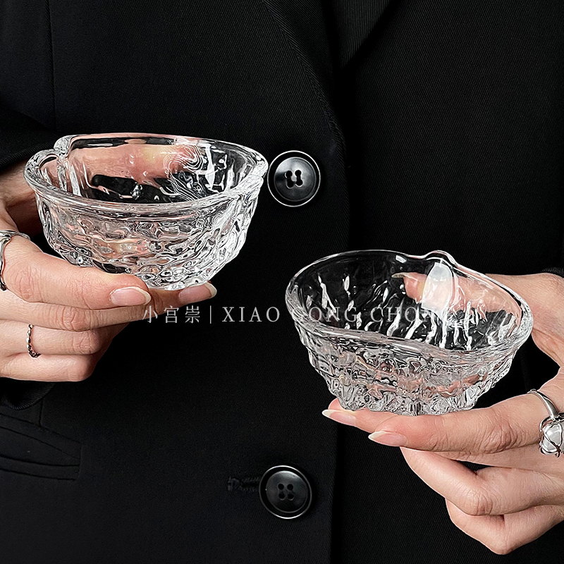 创意国风半个核桃加厚茶杯玻璃杯品茗杯小众设计功夫茶杯清酒杯子