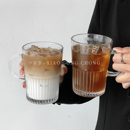 ins风带把手玻璃咖啡杯