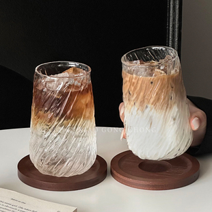 复古旋风玻璃杯dirty冰美式拿铁咖啡杯创意耐热水杯冷萃杯饮品杯