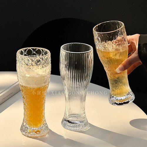 ins风高颜值刻花大容量啤酒杯子
