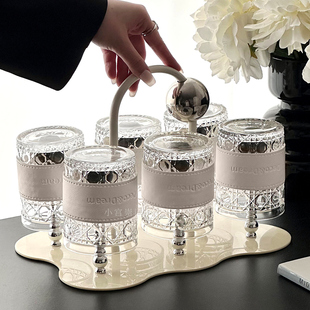 高级感轻奢玻璃杯套装家用乔迁新居待客水杯防烫茶杯果汁杯咖啡杯