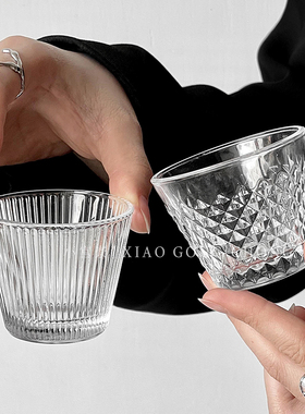 日式玻璃杯小茶杯家用泡茶品茗杯功夫茶具侘寂风清酒杯喝茶主人杯