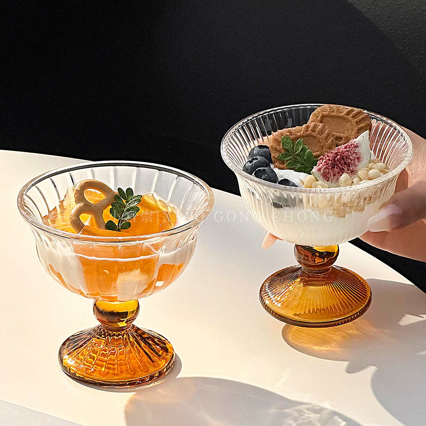 高颜值轻奢中古浮雕雪糕碗燕麦杯