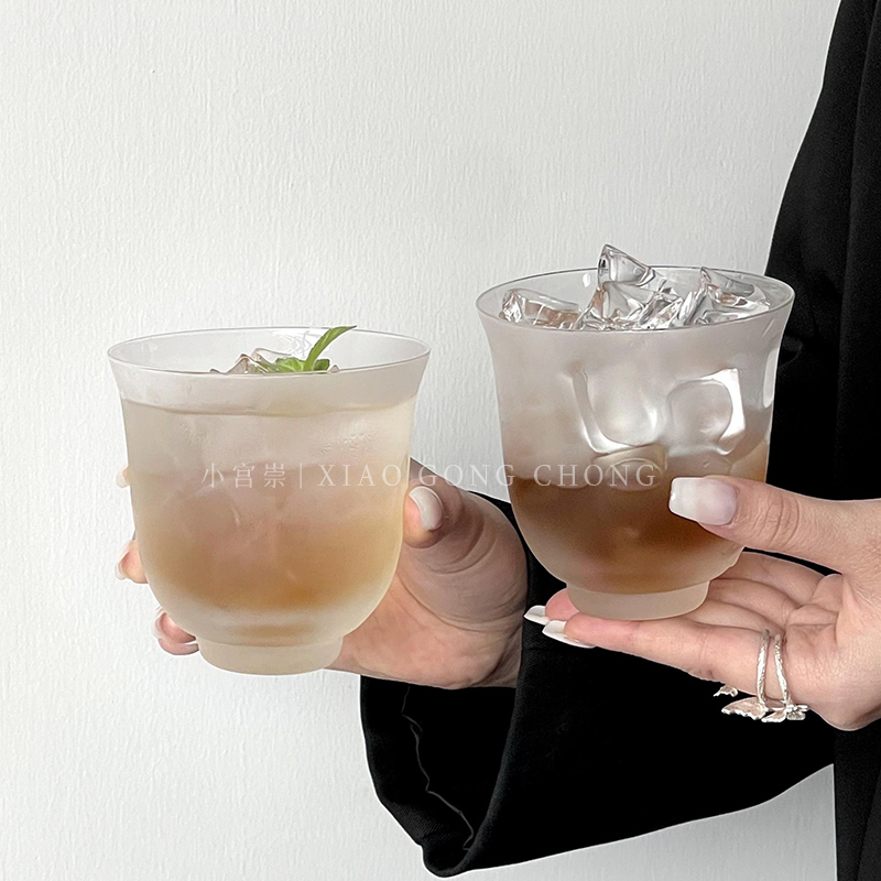 ins风新中式磨砂玻璃喇叭口茶杯