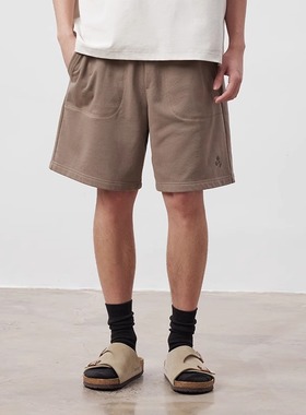 UHUZZ 9周年绣花棉短裤宽松五分裤情侣舒适针织运动休闲裤男女夏